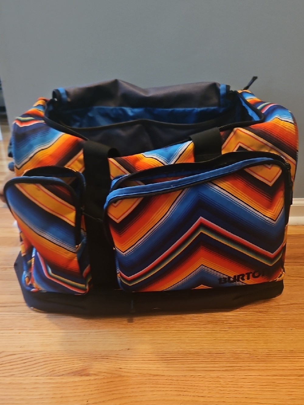 Burton Chevron Duffel Bag in Blue, Orange, Yellow